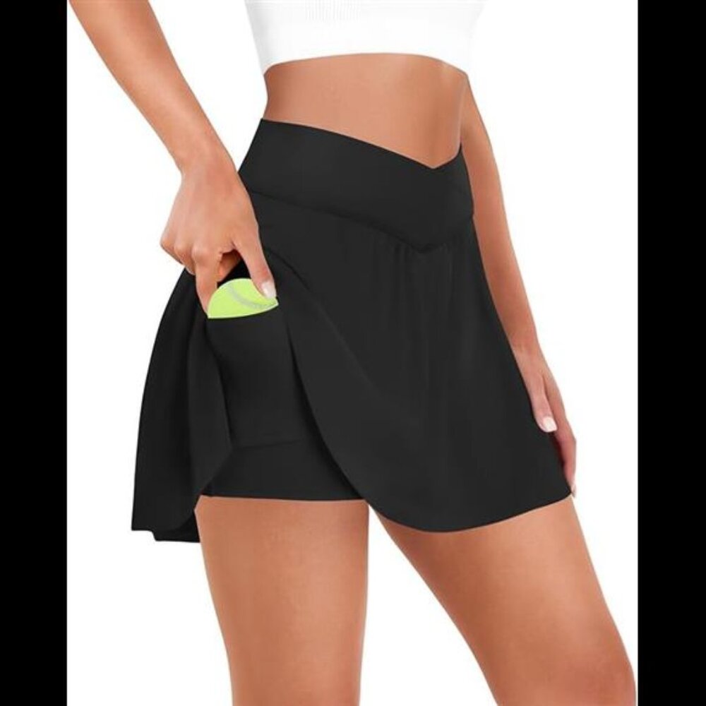 Tennis Skirt for Women with Pockets Shorts‎ Crossover High Waisted Pleated Golf - Picture 7 of 7